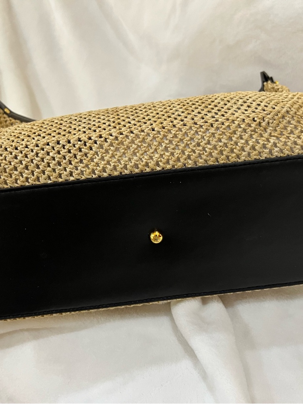 Natural Straw Tote with Black Trim - Picture 4 of 6